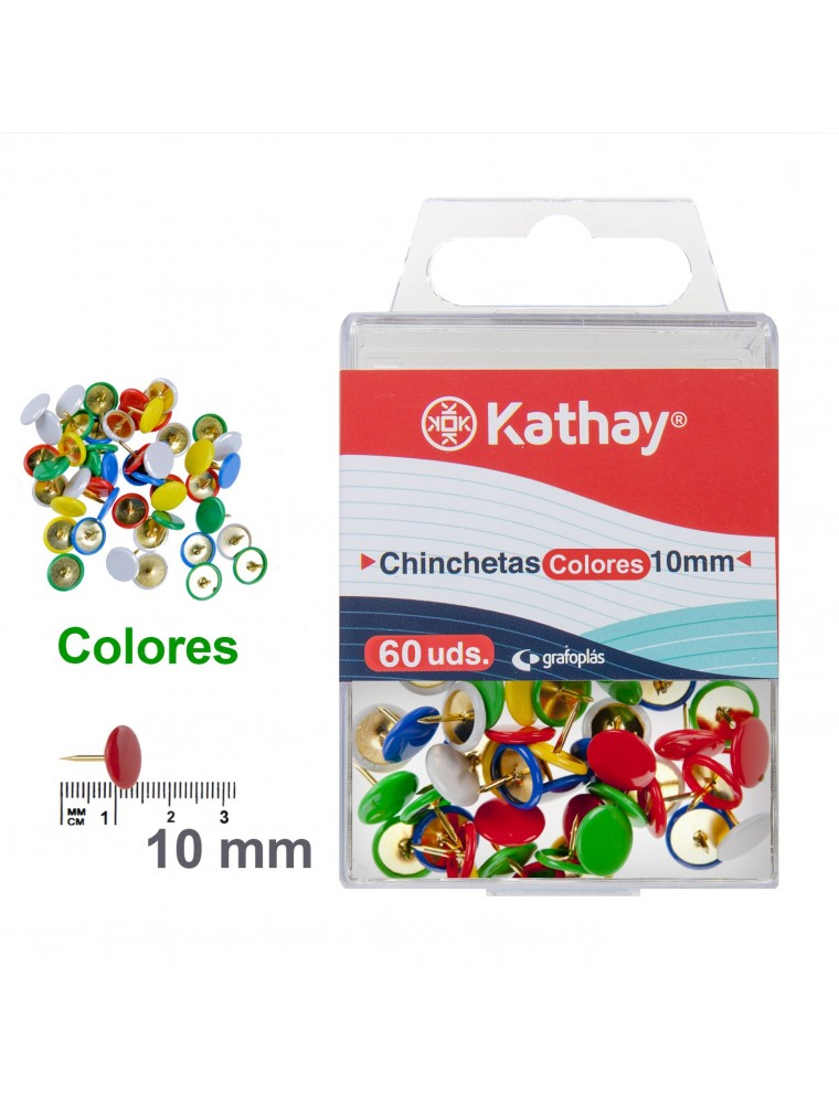 Chinchetas de colores caja de 60 uds.