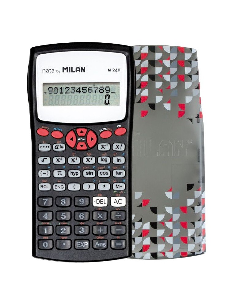 calculadora científica negra M240 con funda estampada