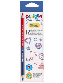 lapiz bicolor Maxi  Rojo y Azul carioca caja de 12 unidades