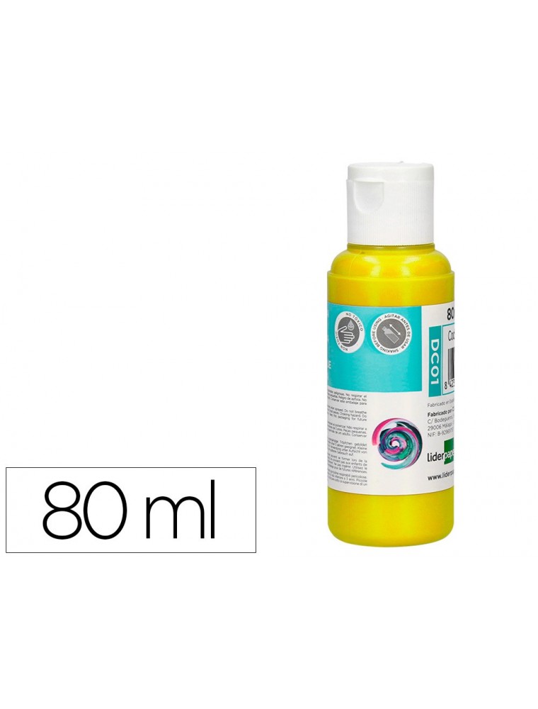 Pintura acrilica liderpapel bote de 80 ml amarillo