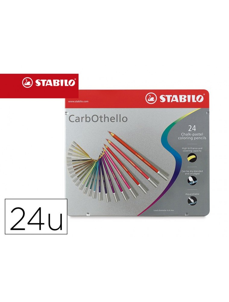 Lapices de colores stabilo acuarelables carbothello arty estuche metalico de 24 colores surtidos