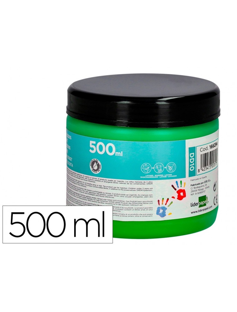 Pintura dedos liderpapel tarrina de 500 ml verde