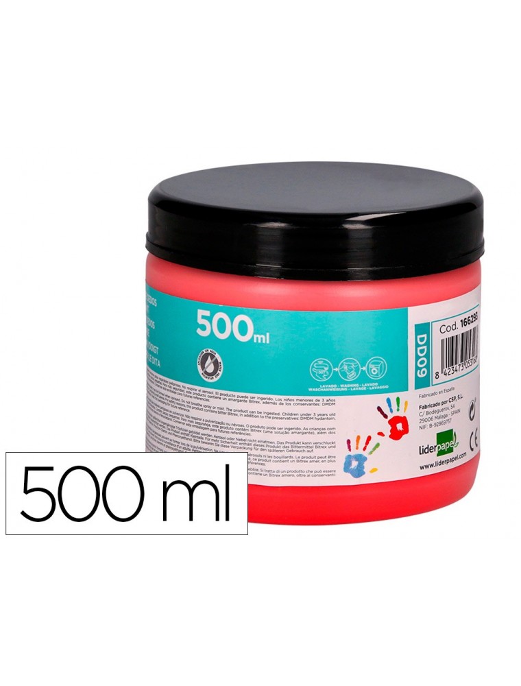 Pintura dedos liderpapel tarrina de 500 ml rojo