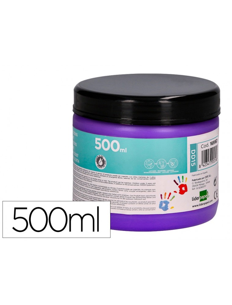 Pintura dedos liderpapel violeta tarrina de 50 cc