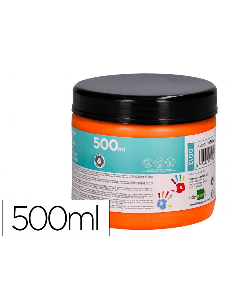 Pintura dedos liderpapel naranja tarrina de 500 cc