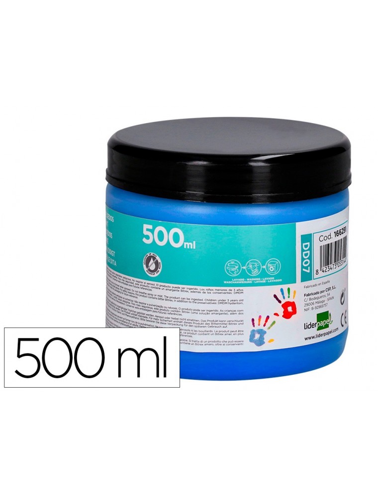 Pintura dedos liderpapel tarrina de 500 ml azul