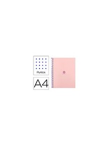 Cuaderno espiral liderpapel a4 micro antartik tapa forrada80h 90 gr rayado puntos 1 banda 4 taladros rosa