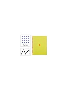 Cuaderno espiral liderpapel a4 micro antartik tapa forrada80h 90 gr rayado puntos 1 banda 4 taladros amarillo