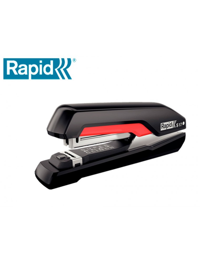 Grapadora rapid s17 fullstrip plastico capacidad de grapado 30 hojas usa grapas 246 y 266 color negrorojo