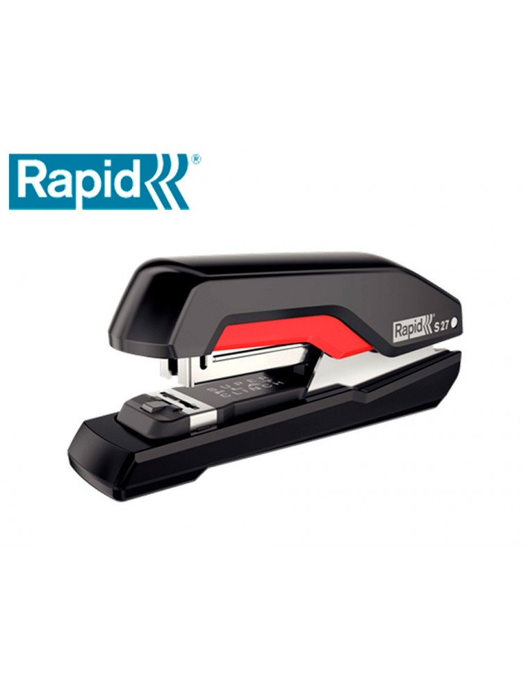 Grapadora rapid s27 fullstrip plastico capacidad de grapado 30 hojas usa grapas 246 y 266 color negrorojo