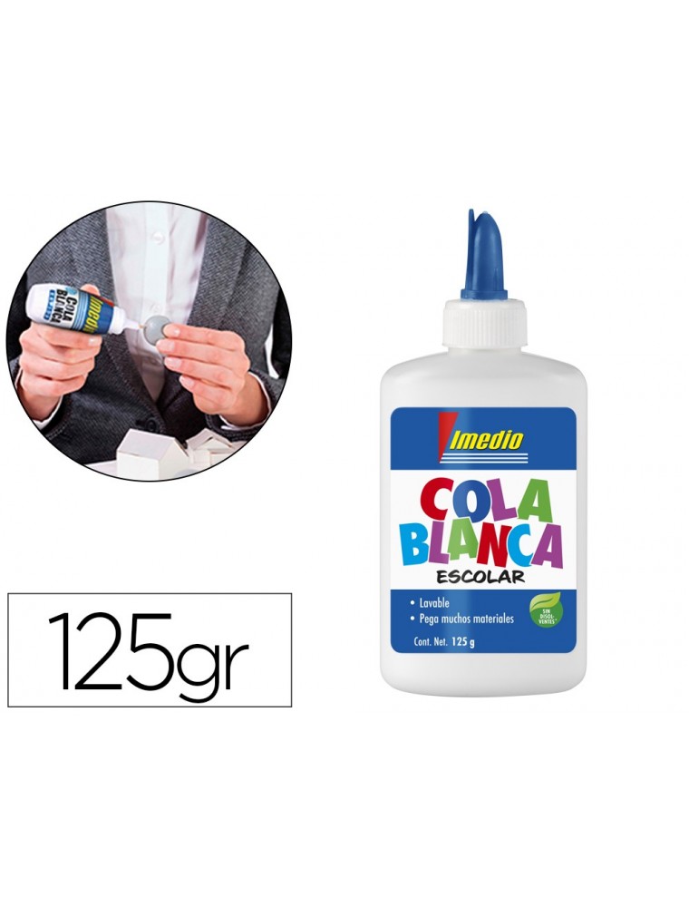 Pegamento cola blanca imedio escolar lavable bote de 125 gr