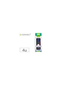 Rotulador q-connect fluorescente punta biselada fabricado pet reciclado caja de 4 unidades colores surtidos