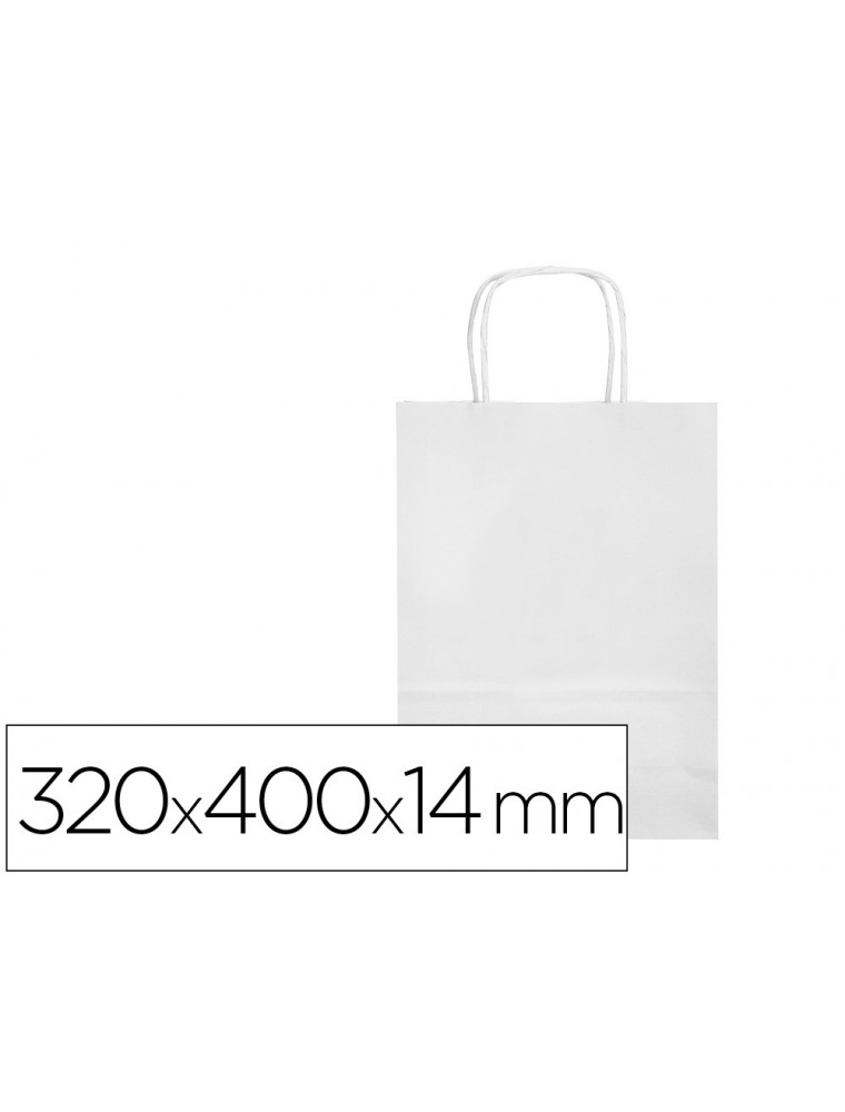 Bolsa papel q-connect celulosa blanco l con asa retorcida 320x400x14 mm