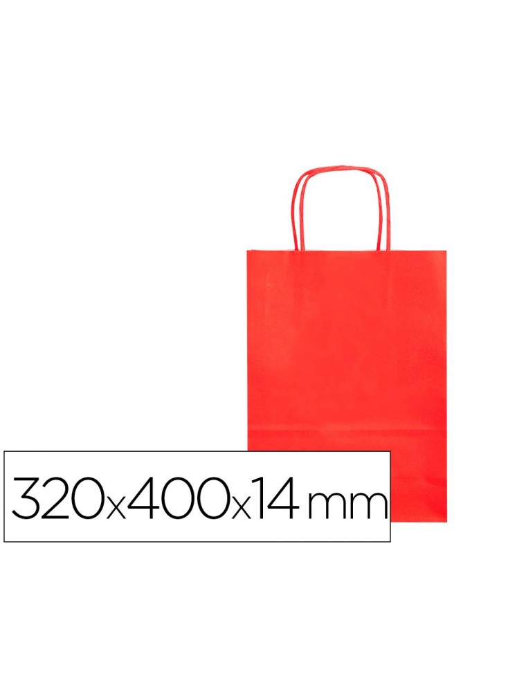 Bolsa papel q-connect celulosa rojo l con asa retorcida 320x400x14 mm