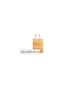 Bolsa papel q-connect kraft oro l con asa retorcida 320x400x14 mm