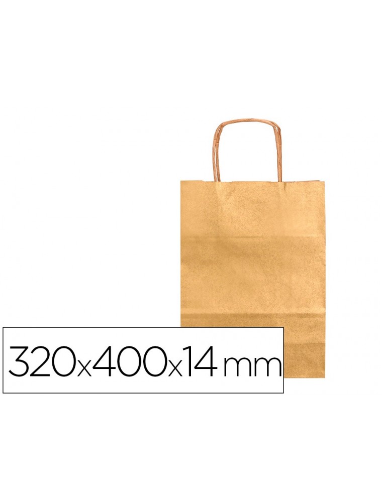 Bolsa papel q-connect kraft oro l con asa retorcida 320x400x14 mm