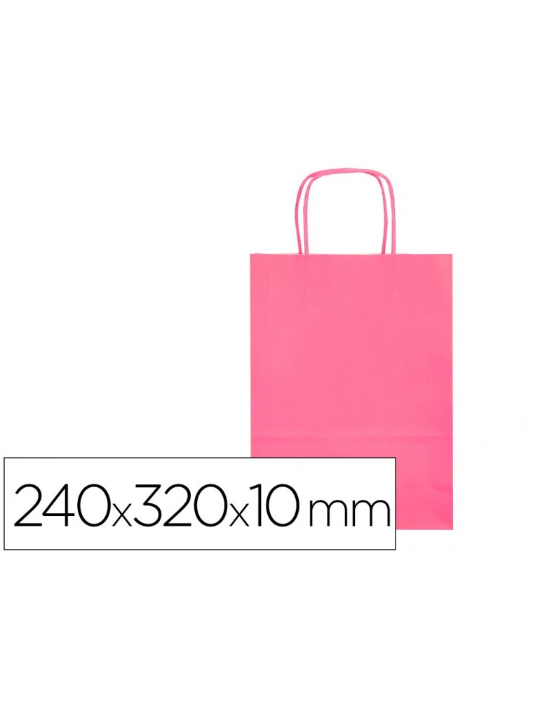 Bolsa papel q-connect celulosa rosa s con asa retorcida 240x320x10 mm