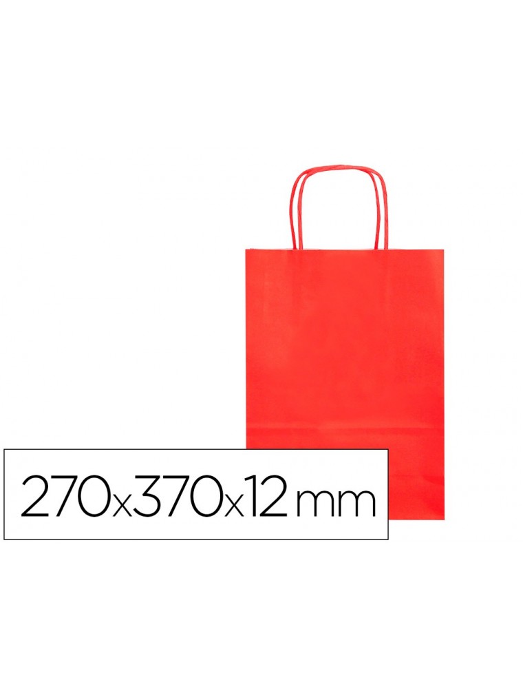 Bolsa papel q-connect celulosa rojo m con asa retorcida 270x370x12 mm