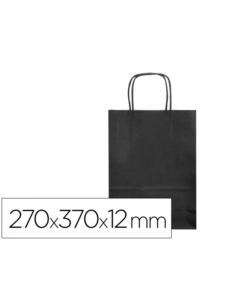 Bolsa papel q-connect celulosa negro m con asa retorcida 270x370x12 mm