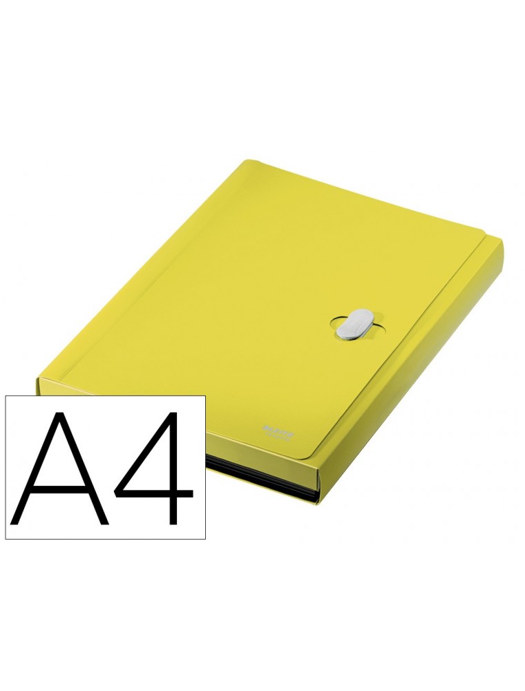 Carpeta leitz recycle clasificador fuelle din a4 polipropileno 5 compartimentoscon bolsillo frontal amarillo