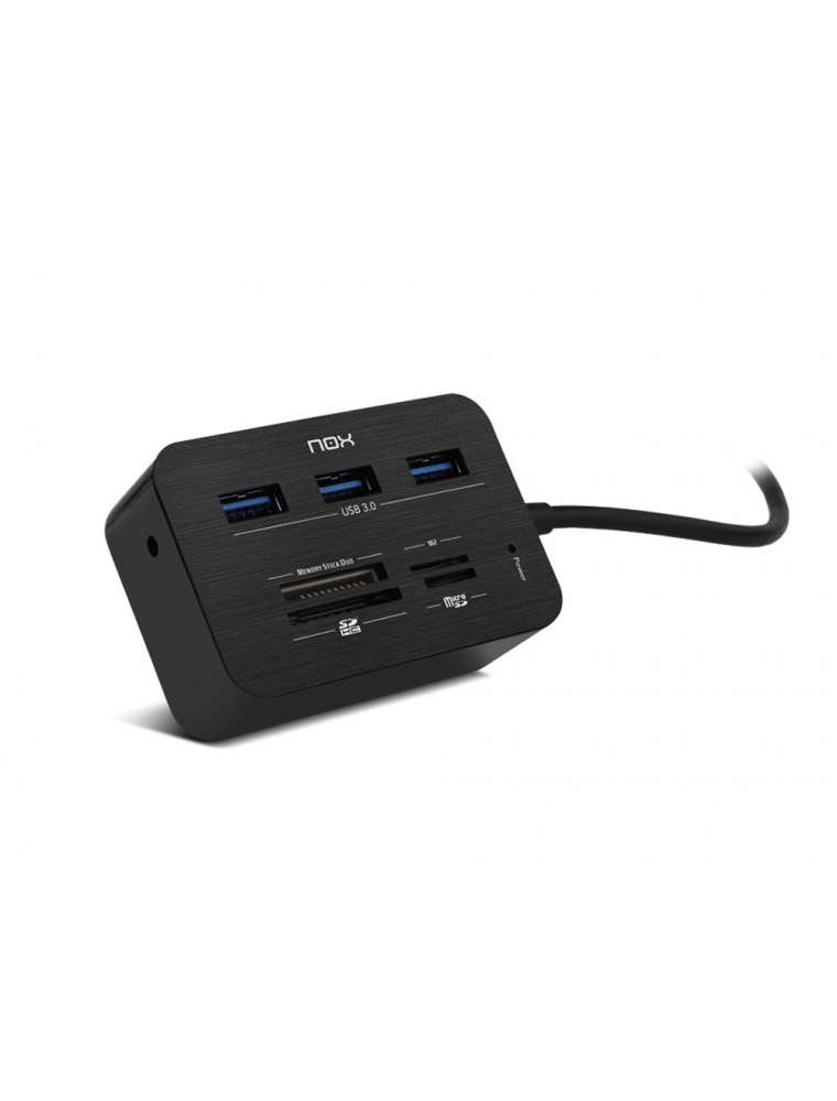 Hub nox con lector de tarjetas 3xusb 3.0 color negro