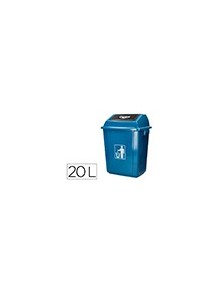 Papelera contenedor q-connect plastico con tapa de balancin 20 litros azul 340x240x450 mm