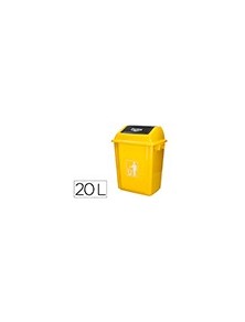 Papelera contenedor q-connect plastico con tapa de balancin 20 litros amarillo 340x240x450 mm