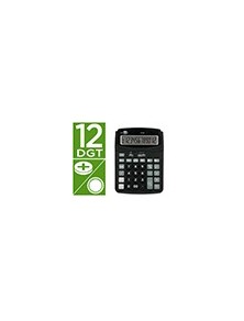 Calculadora liderpapel sobremesa xf39 12 digitos solar y pilas color negro 190x140x32 mm 40 reciclada