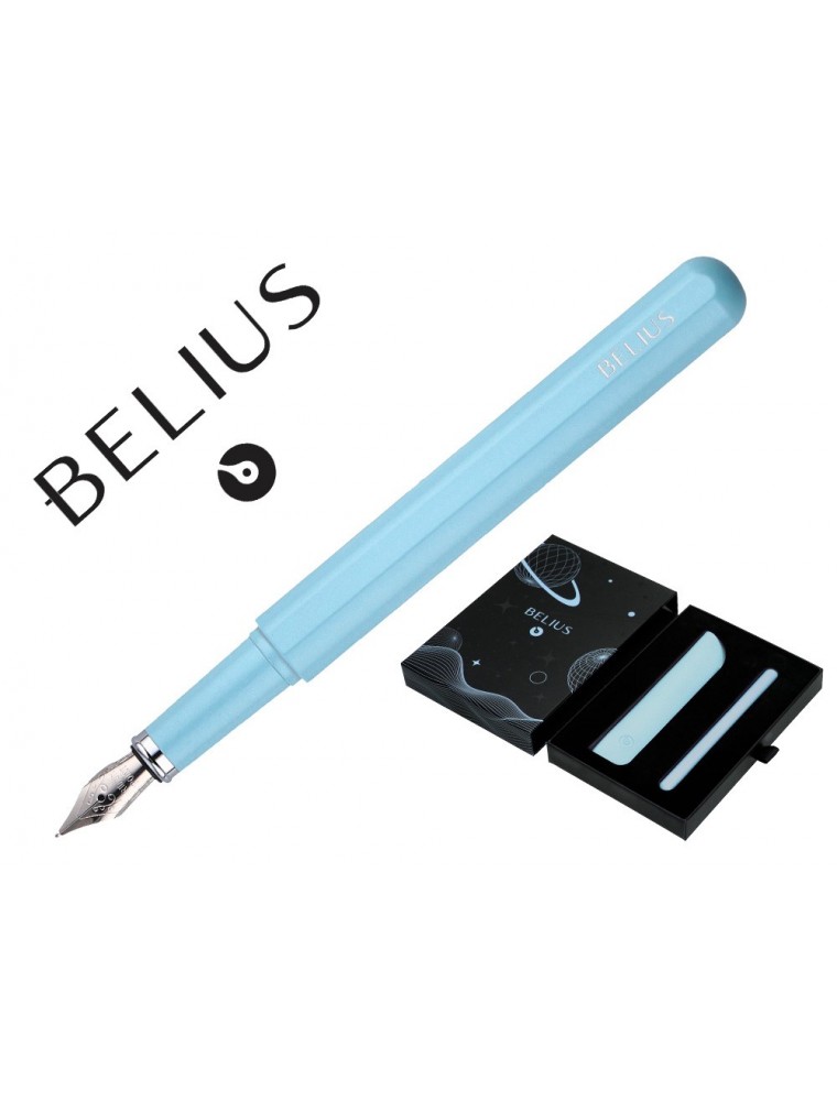 Pluma Y Funda De Similpiel Belius Space B Color Minimalista Azul Tinta Azul Caja De Diseño