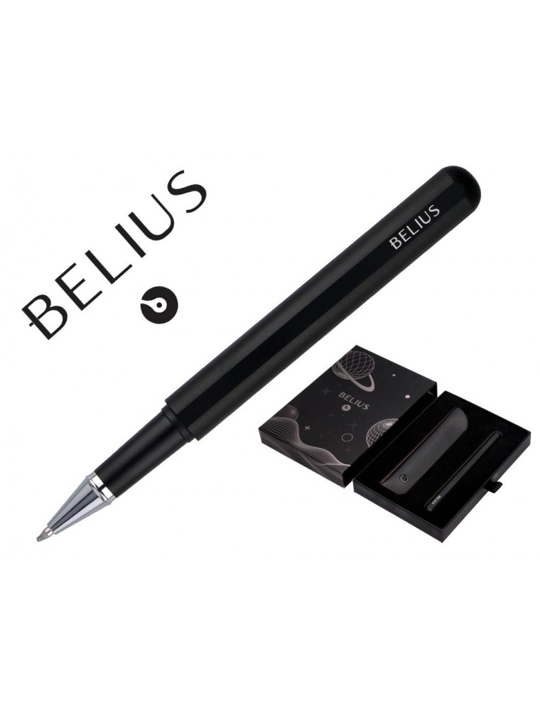 Roller Y Funda De Similpiel Belius Space B Color Minimalista Negro Tinta Azul Caja De Diseño