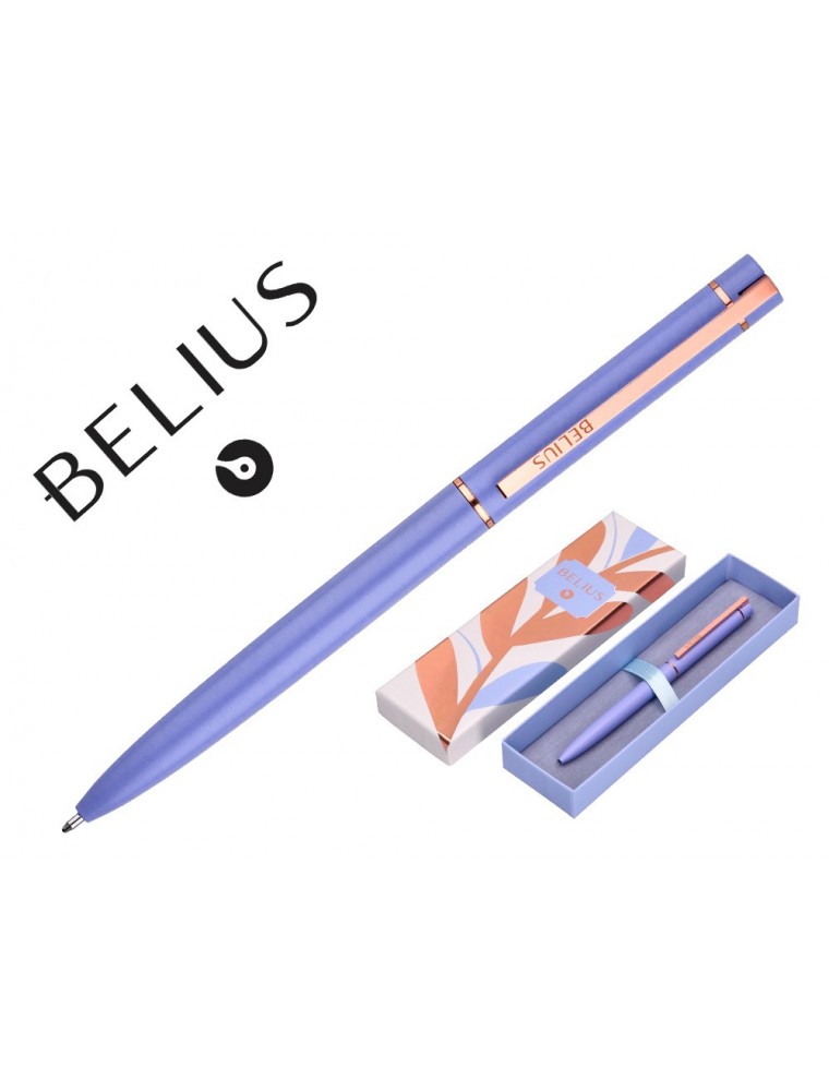 Boligrafo Belius Rose Aluminio Color LavandaOro Rosa Tinta Azul Caja De Diseño