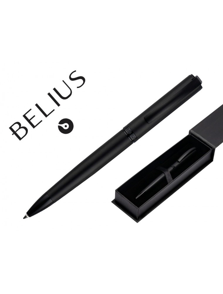 Boligrafo Belius Turbo Aluminio Color Negro Tinta Azul Caja De Diseño