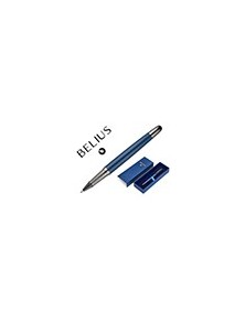 Boligrafo Belius Neptuno Aluminio Textura Wavy Color Azul Marino Tinta Azul Caja De Diseño