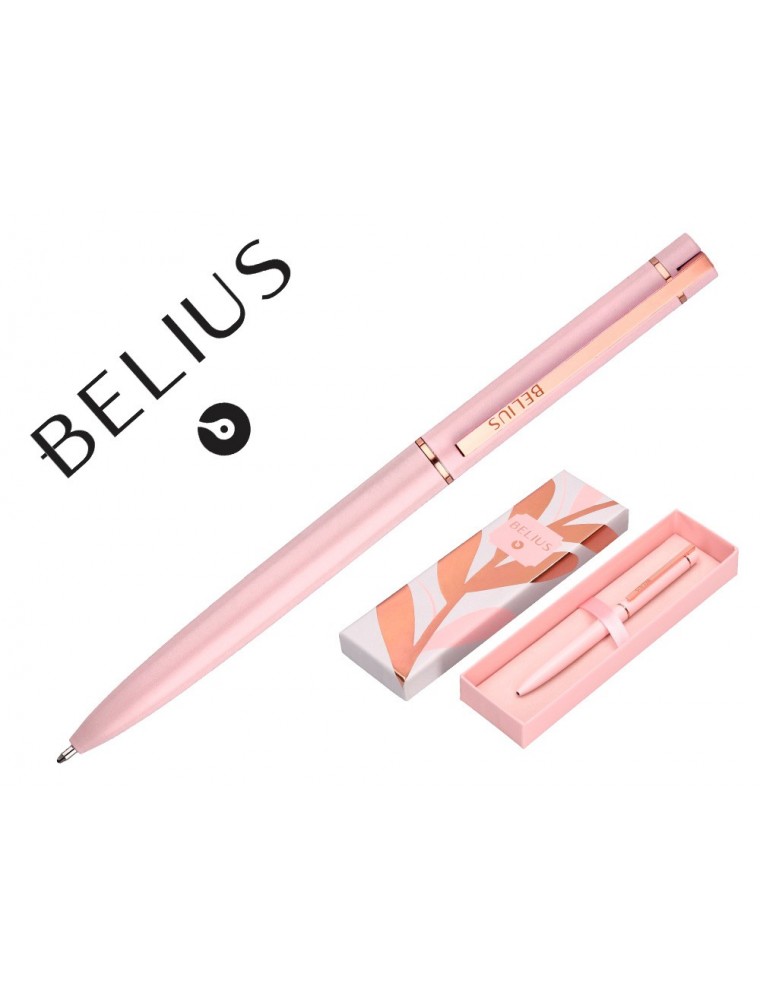 Boligrafo Belius Rose Aluminio Color RosaOro Rosa Tinta Azul Caja De Diseño