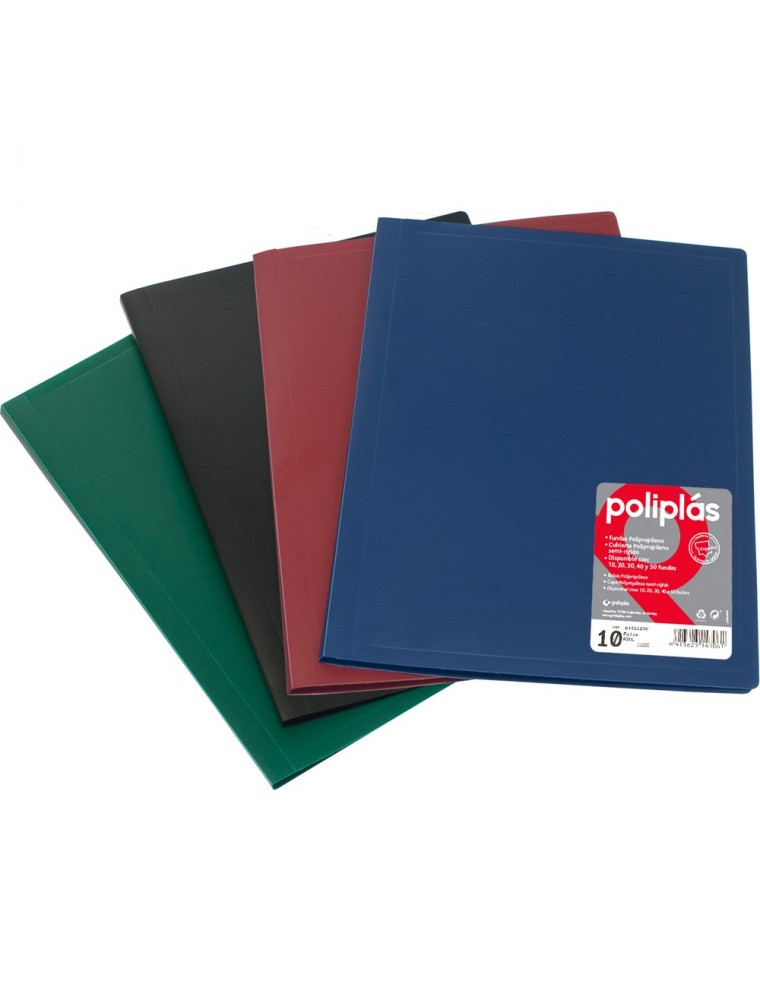 Carpeta 10 fundas folio translucido azul poliplas grafoplas