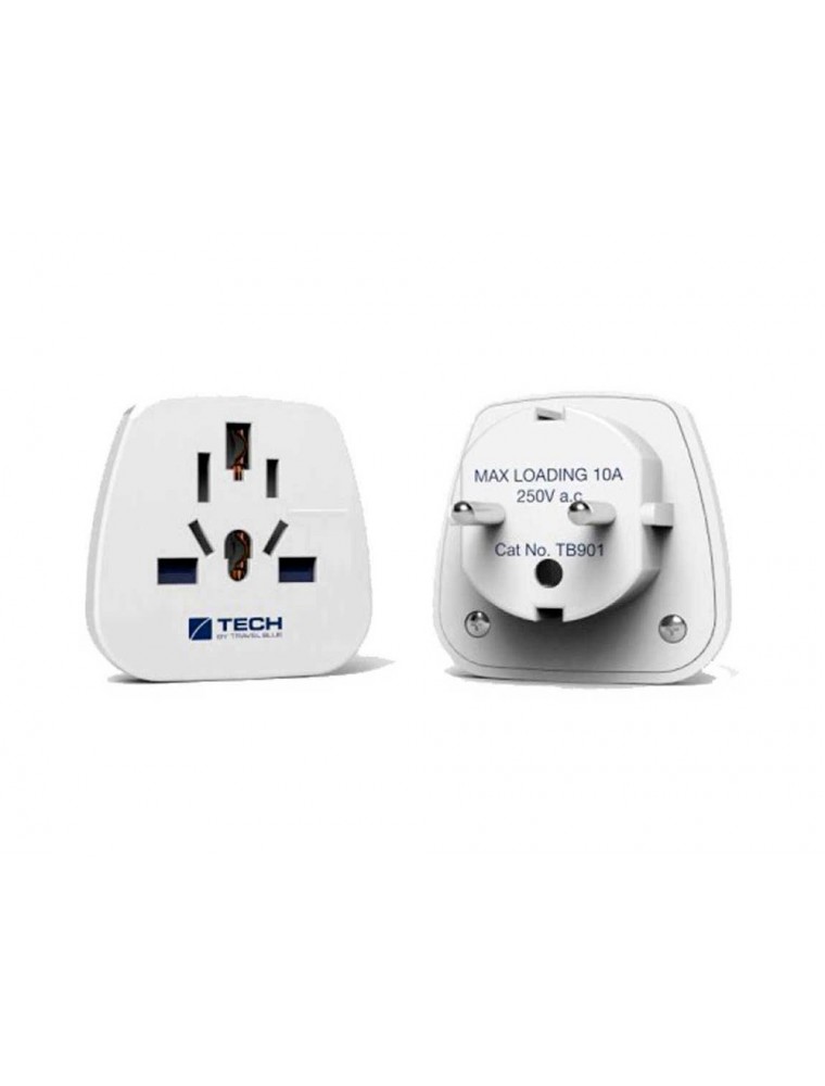 Adaptador de corriente travel blue viaje a europa de pared 10a250v color blanco.