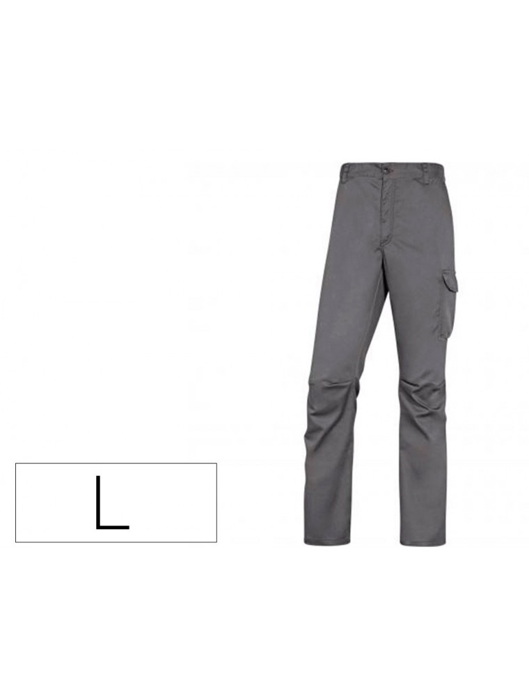 Pantalon de trabajo deltaplus cintura elastica 5 bolsillos color gris  negro talla L.