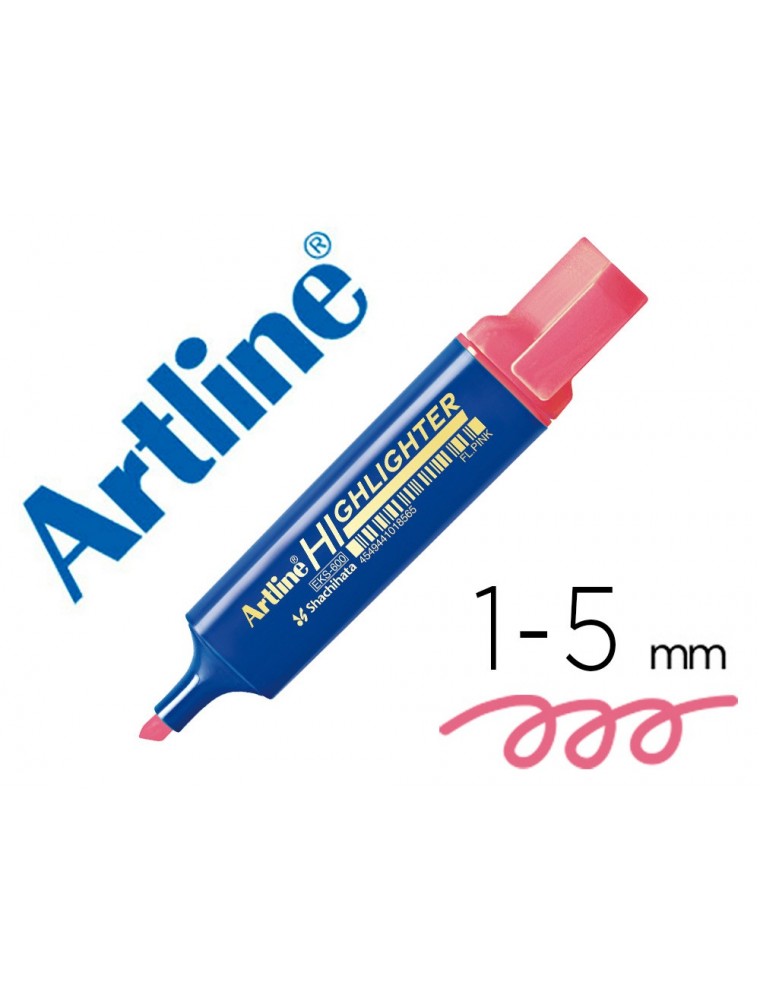 Rotulador artline fluorescente eks-600 rosa punta biselada