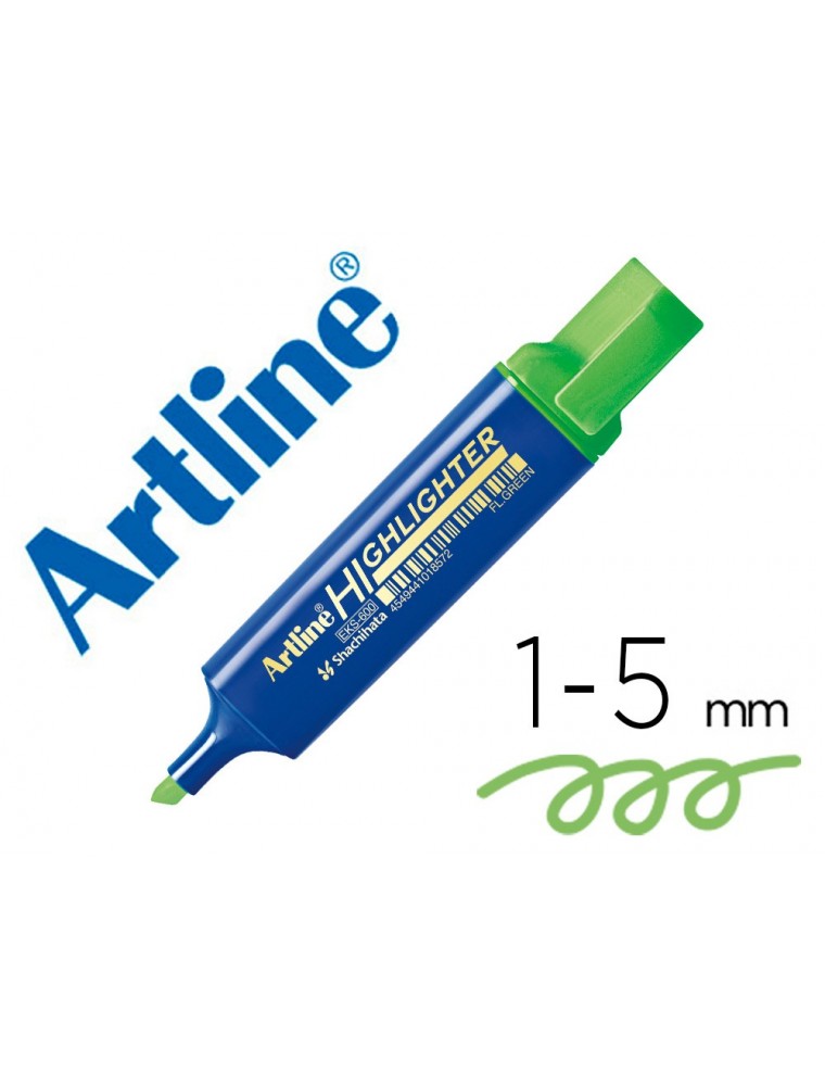 Rotulador artline fluorescente eks-600 verde punta biselada