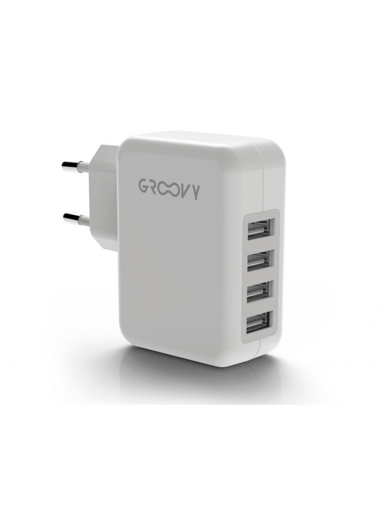 Cargador de pared groovy 4 usb color blanco