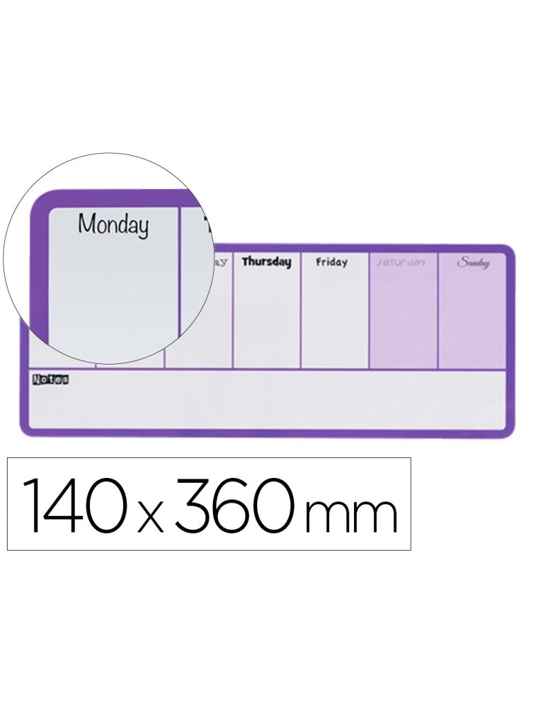 Planificador semanal nobo magnetico color violeta 140x360 mm