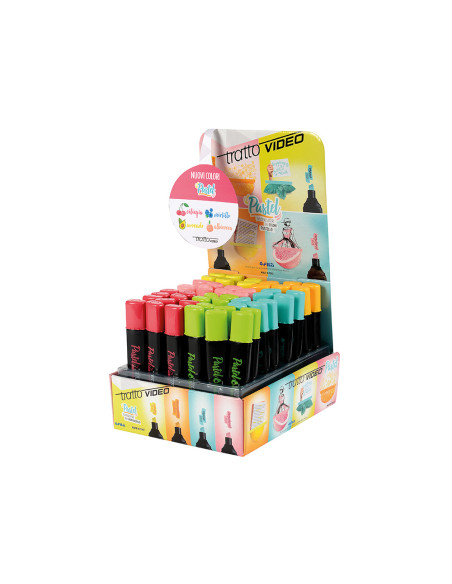 Rotulador tratto video pastel fluorescente expositor de 48 unidades colores surtidos