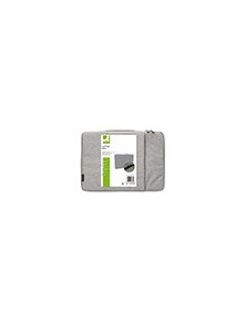 Funda para portatil q-connect 13,3 con asa 1 bolsillo exterior con cremallera color gris 350x250x25 mm