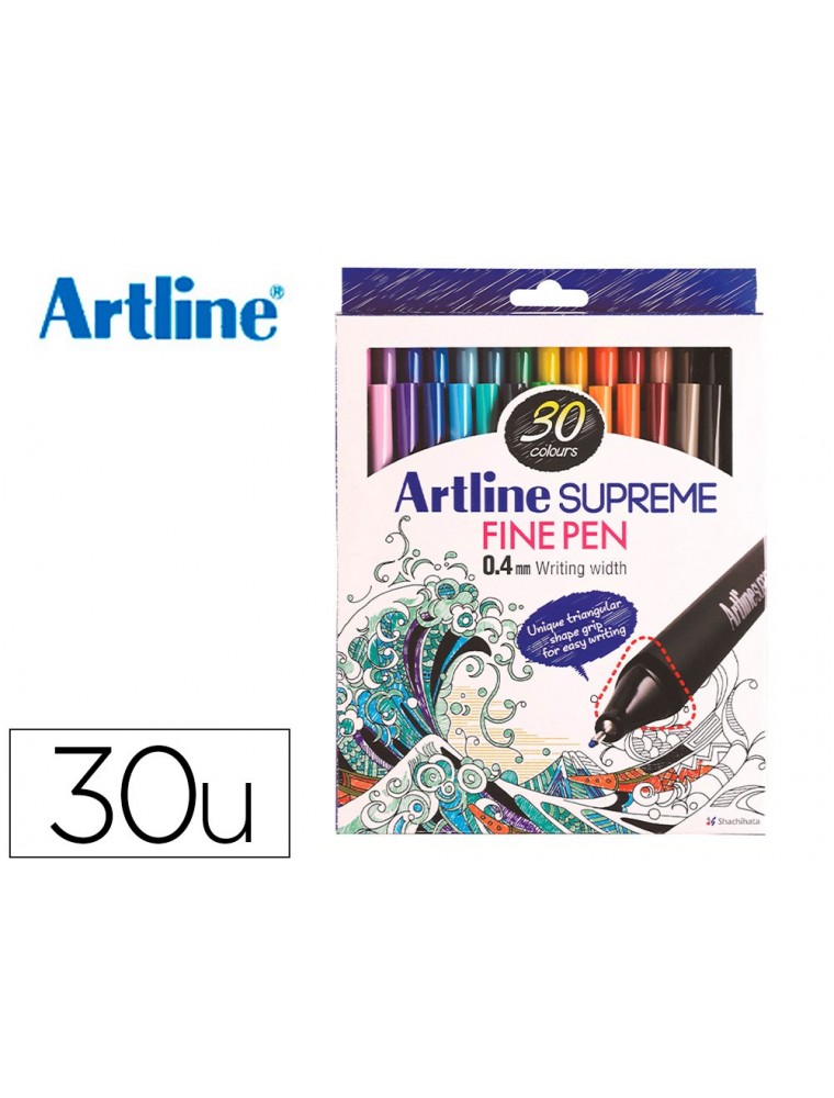 Rotulador artline supreme epfs200 fine liner punta de fibra 0,4 mm bolsa 30 unidades colores surtidos