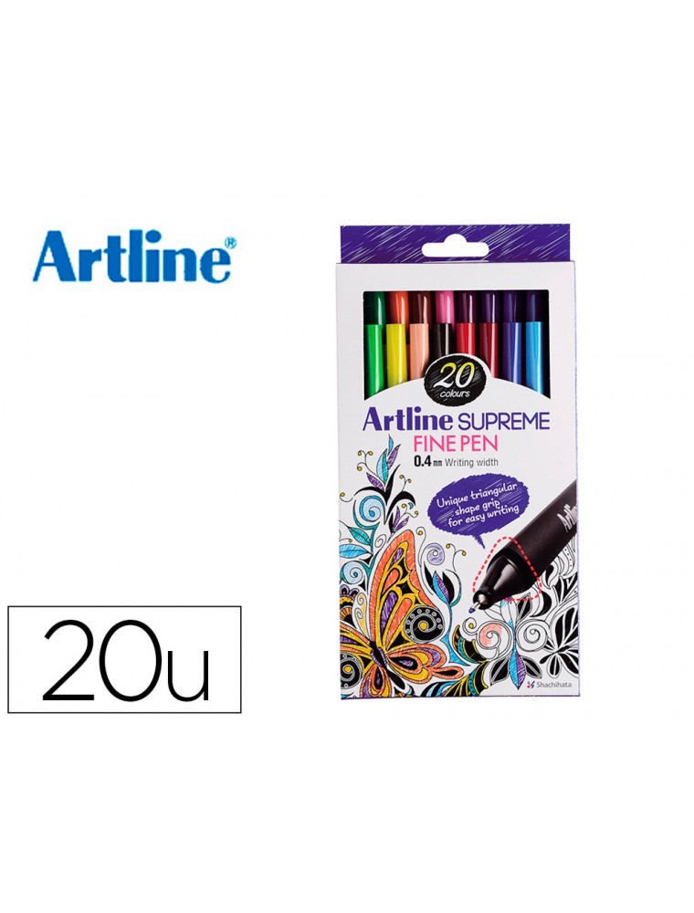 Rotulador artline supreme epfs200 fine liner punta de fibra 0,4 mm bolsa 20 unidades colores surtidos