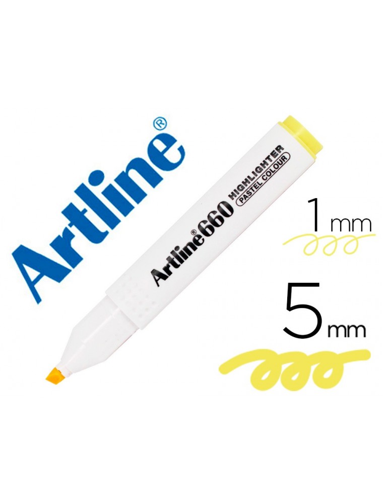 Rotulador artline fluorescente ek-660 amarillo pastel punta biselada