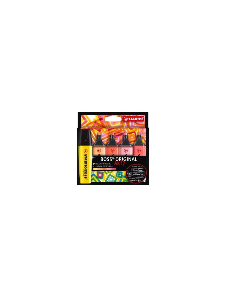 Rotulador stabilo boss fluorescente 70 arty line colores calidos estuche carton de 5 unidades colores