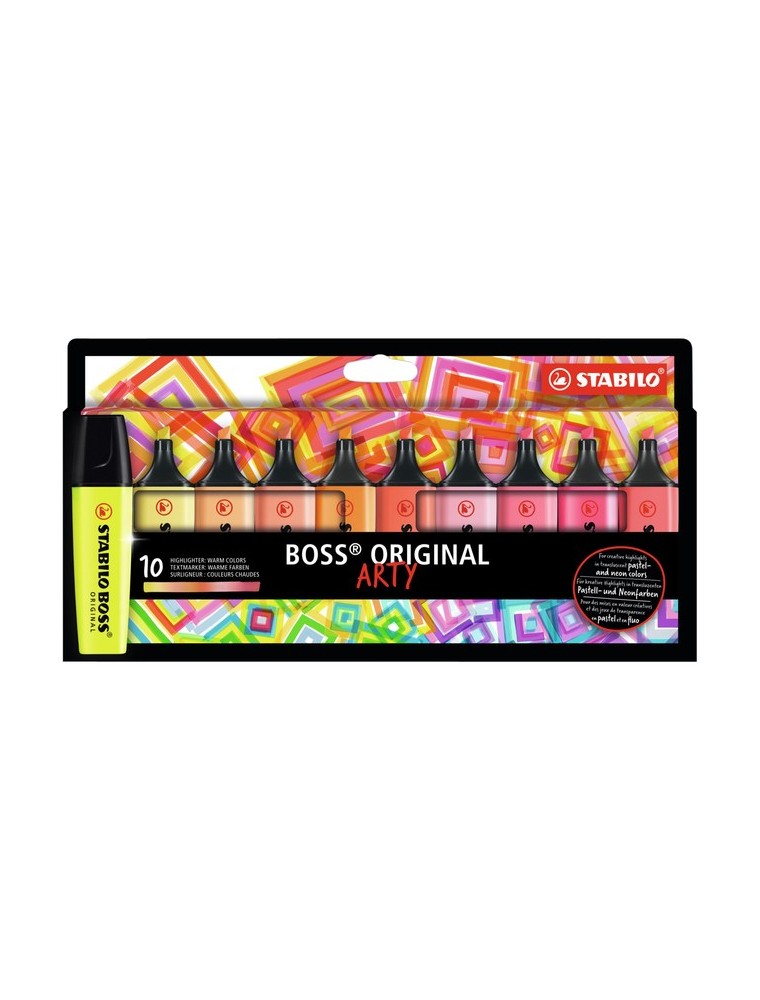 Rotulador stabilo boss fluorescente 70 arty line colores calidos estuche carton de 10 unidades colores