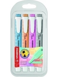 Rotulador stabilo fluorescente swing cool pastel estuche de 4 unidades colores surtidos