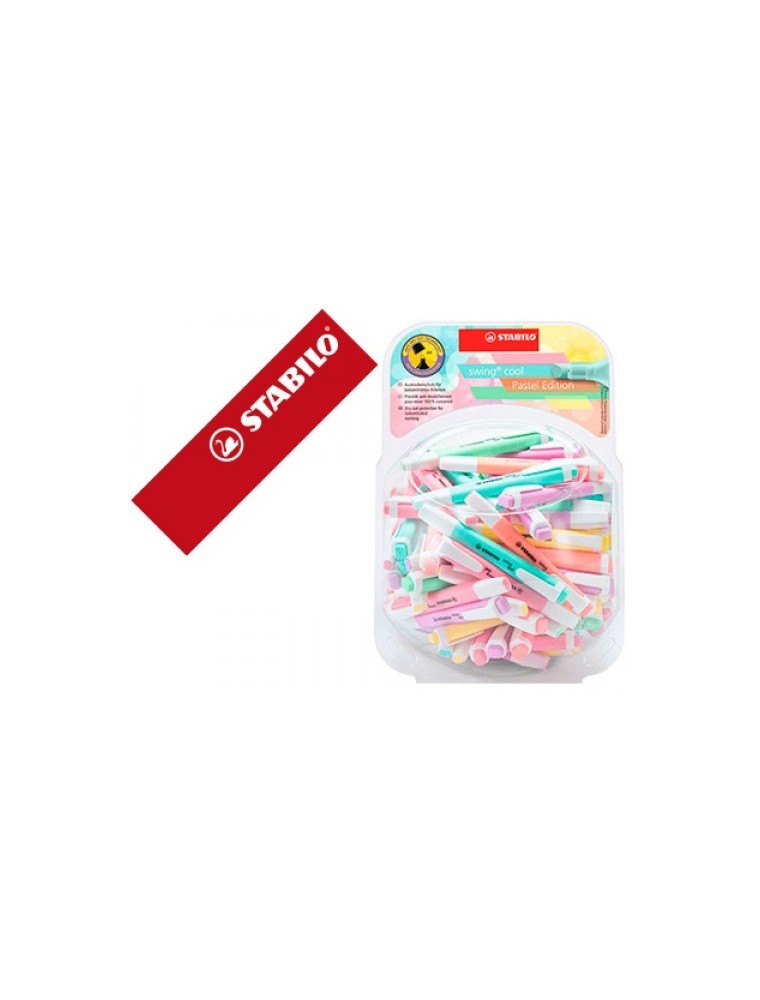 Rotulador stabilo fluorescente swing cool pastel bombonera de 100 unidades colores surtidos